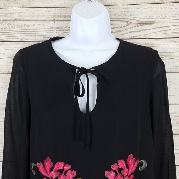 NWT Forever 21 Contemporary Womens Size XS Floral Embroidered Sheer Dress Shirt - Picture 5 of 12